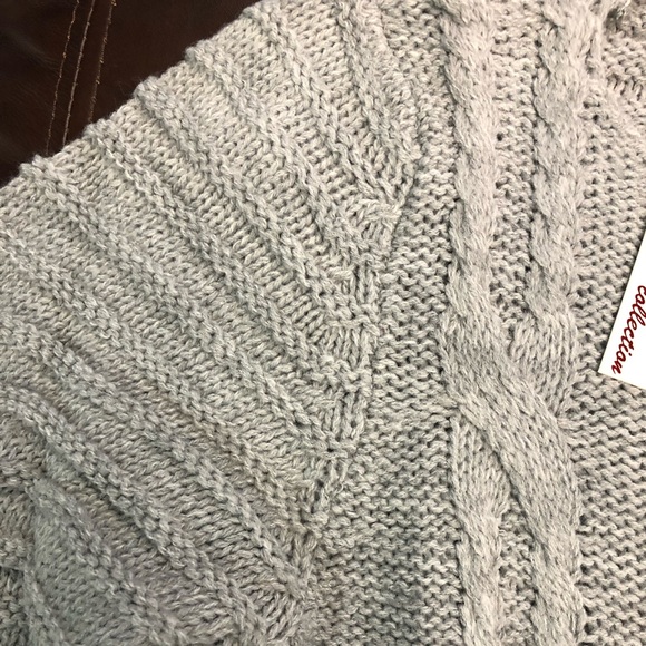 Practical Grey Wool Turkish Sweater stretch crew neck Red Roza Brand rib cuff - Picture 4 of 10